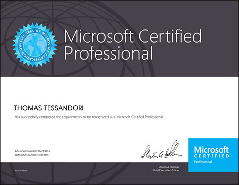 Microsoft Certification for Thom Tessandori