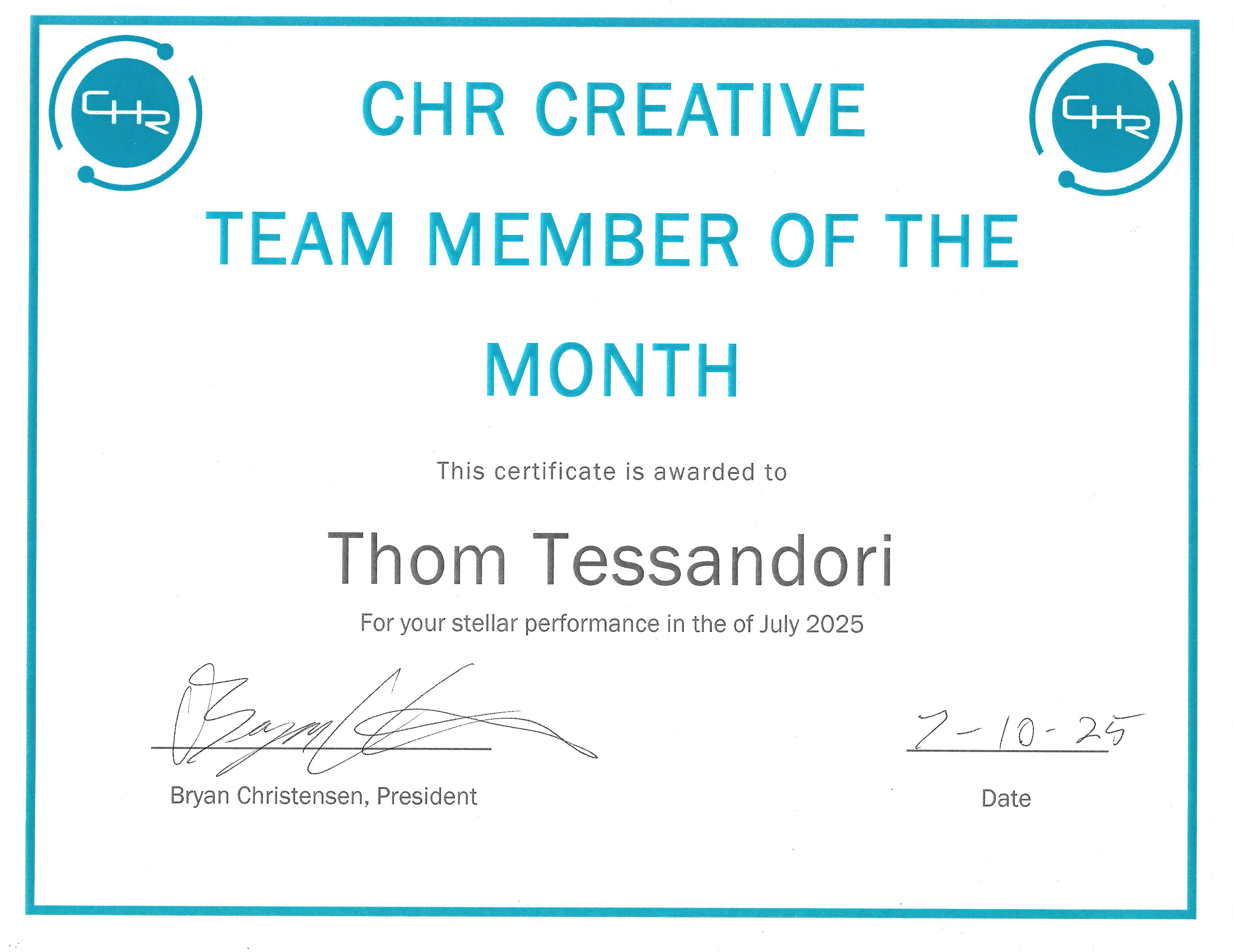 CHR Creative Employee of the Month 2025